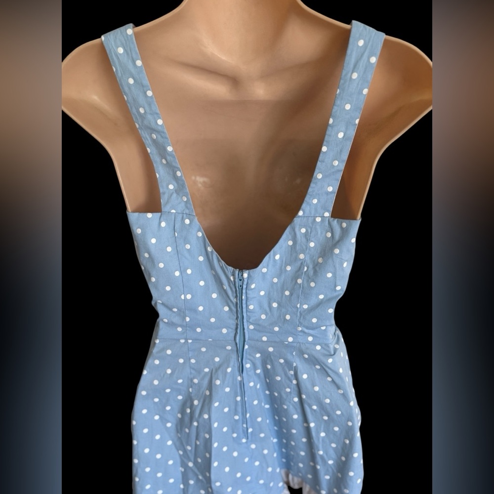 STOP STARING! NWT
baby blue polka dot ROMPER eyelet lace PINUP GIRL rockabilly - Picture 4 of 11